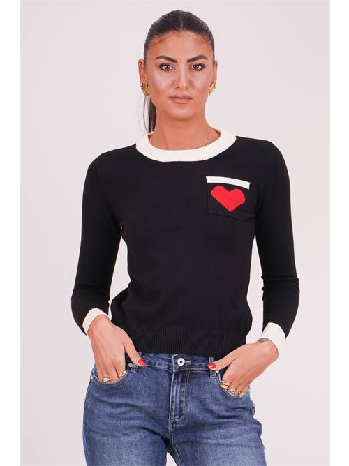 Maglia con cuore Try Me | 6023BLACK